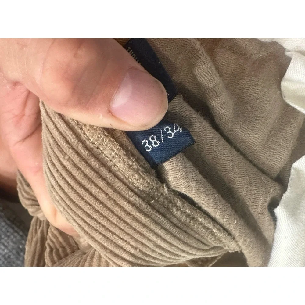 Polo Ralph Lauren Pants Mens 38x32 Tan Andrew Pant Corduroy Pleated Classic Fit